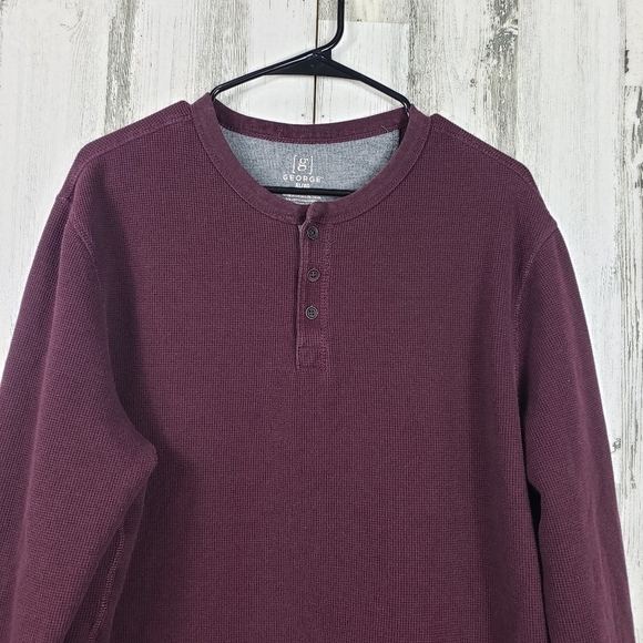 George mens maroon long sleeve thermal shirt size XL 46-48 - Picture 2 of 8